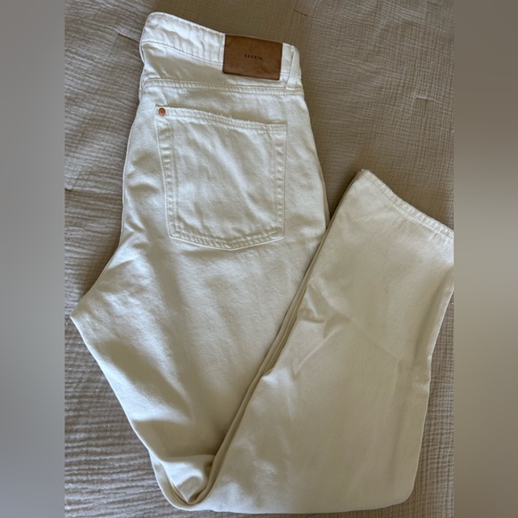 H&M women’s 14 cream denim 90s boyfriend high waist - Picture 1 of 8